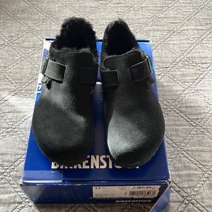 Birkenstock London Shearling Black, Size: 6/37, Narrow Fit